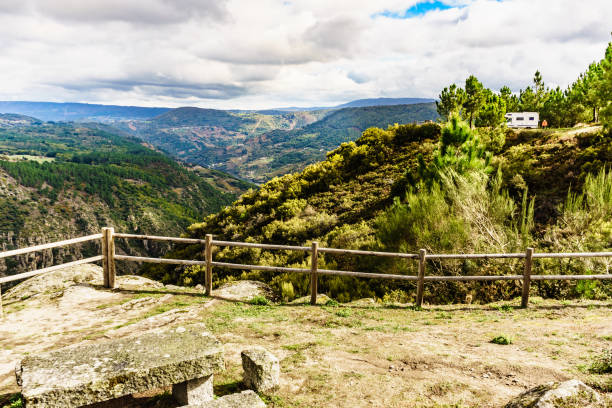 Mountain view from Balcon de Madrid viewing point. River Sil Canyon in Parada de Sil in Galicia, Spain. Mountain view from Balcon de Madrid lookout. Place to visit.
