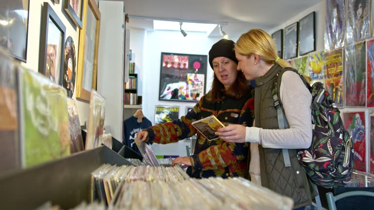 Couple looking at Records