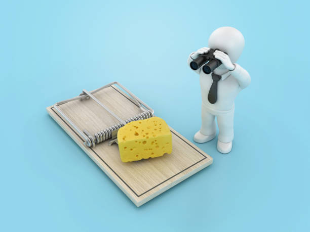 Mouse Trap and Cartoon Character with Binoculars