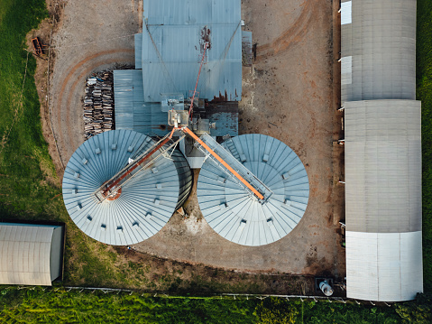 Top view of agricultural silo