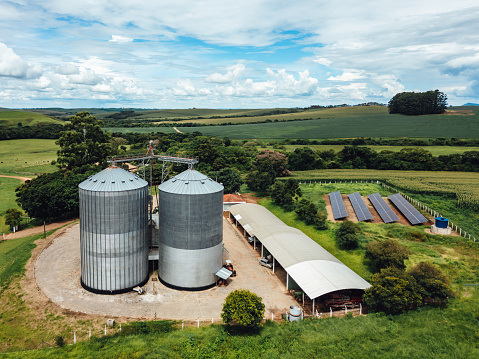 Agricultural silos on the farm