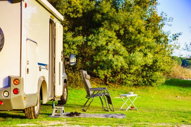 istock Rv caravan camping on green nature 1971187630