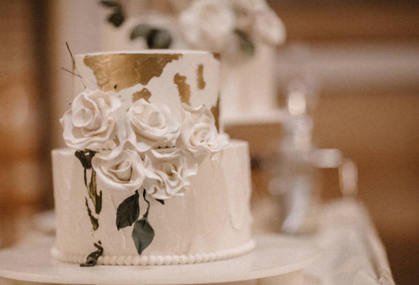 istock Elegant wedding cake with white flowers 1971204816