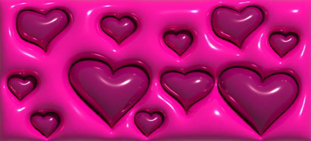 istock Pink inflated hearts of different sizes, 3D rendering illustration 1971212619