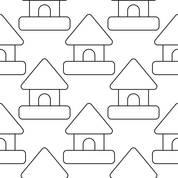 Vector illustration of constructor build house childrens day pattern line