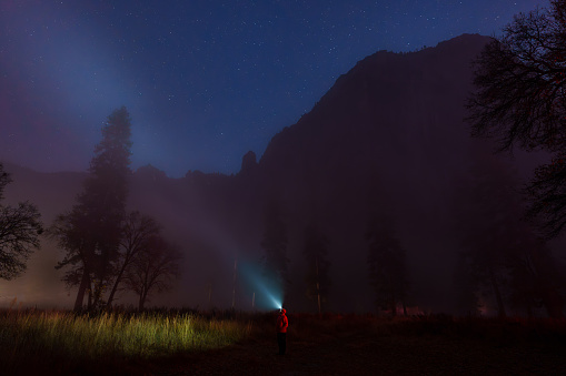 Long exposure at night inside Yosemite National Park