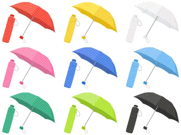 Vector illustration of Folding umbrella set_dot pattern