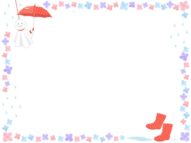 Vector illustration of cute rainy season frame