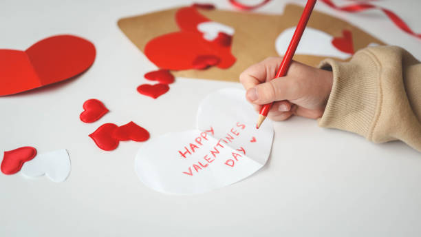 istock Text on the card: Happy Valentine's Day, children's creativity 1971304079