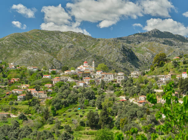 Small romantic village in mountain area in inland, Crete, Greece