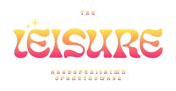 Vector illustration of Summer beach alphabet, playful fluid letters, joyful vacation font for bright, energetic logos, vibrant festive headlines, stylish tropical typography, modern typographic design. Vector typeset