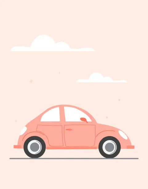 Vector illustration of Cute posters with car