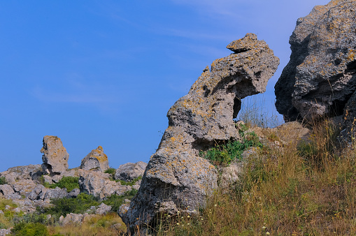 A rocky landscape on the Kazantip, a steppe landscape in the eastern Crimea