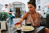 coffee and cake in Milan, Italy