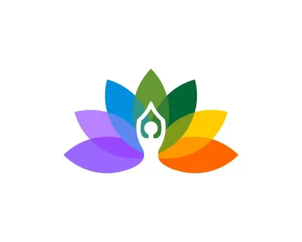 Vector illustration of Woman yoga in the multi colored lotus