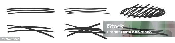 Emphasis Line Doodle Set Of Strikethrough Lines In Doodle Style Hand Drawn Emphasis Elements ...