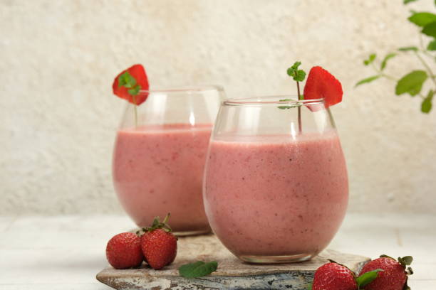 istock Strawberry Smoothie or Milkshake With Berries and Mint 1971497387