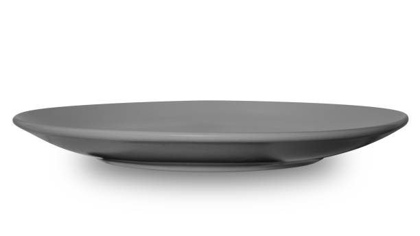 istock Grey circle ceramics plate isolated on white background. 1971511242