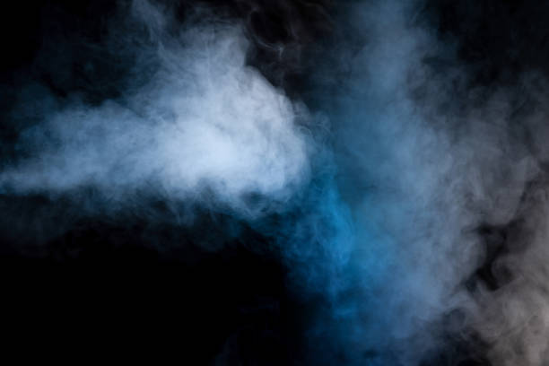 Blue and yellow steam on a black background.