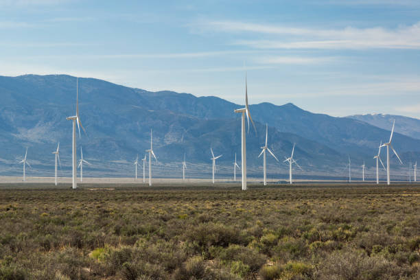 istock Wind Farm in Nevada Desert Under Blue Skies 1971578158