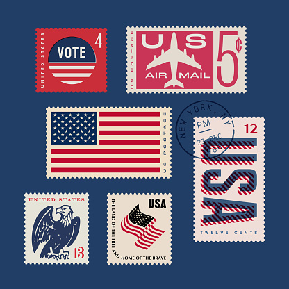 Retro USA postage stamp collection