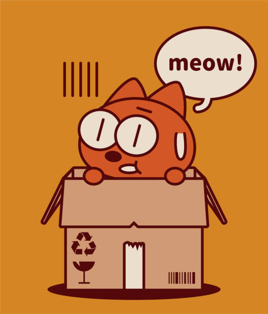 A quirky and cute kitten pokes its head out of a corrugated box, cardboard box, or carton Unique and Creative Character Designs Vector Art Illustration.
A quirky and cute kitten pokes its head out of a corrugated box, cardboard box, or carton. weak cat stock illustrations