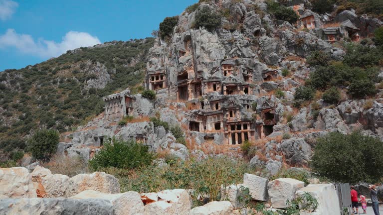 View of Myra rock tombs in Demre, Turkey