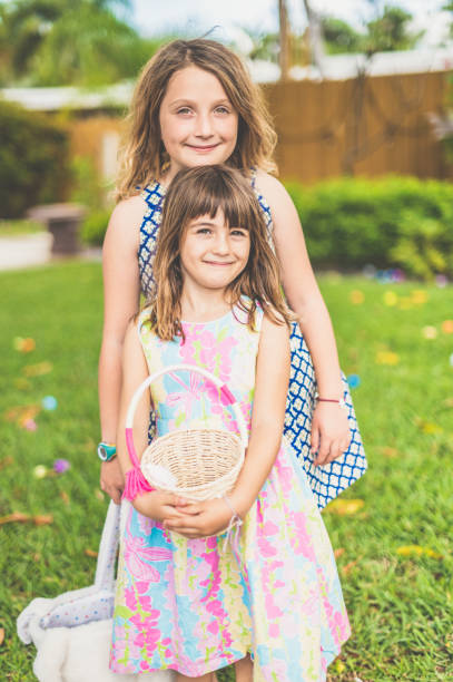 Girls dressed for Easter