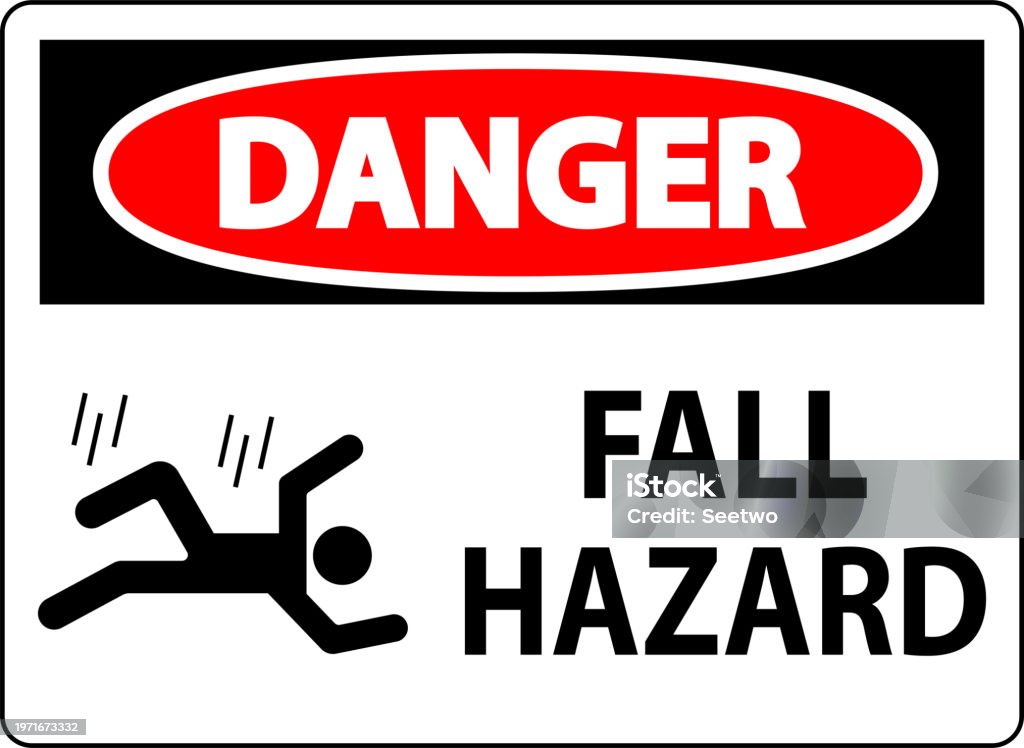 Example Image For Fall Hazard Caution Sign Fall Hazard Stock Illustration - Download Image Now ...