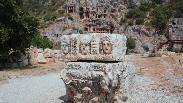 View of Myra rock tombs in Demre, Turkey