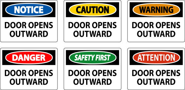 OSHA Safety Sign - Caution: Door Opens Outward, 7"x10", Black On Yellow Adhesive Vinyl - View #3