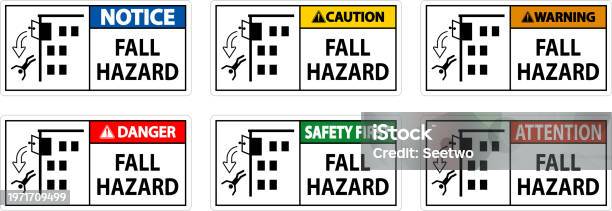 Warning Stack Falling Caution Sign Fall Hazard Stock Illustration - Download Image Now ...