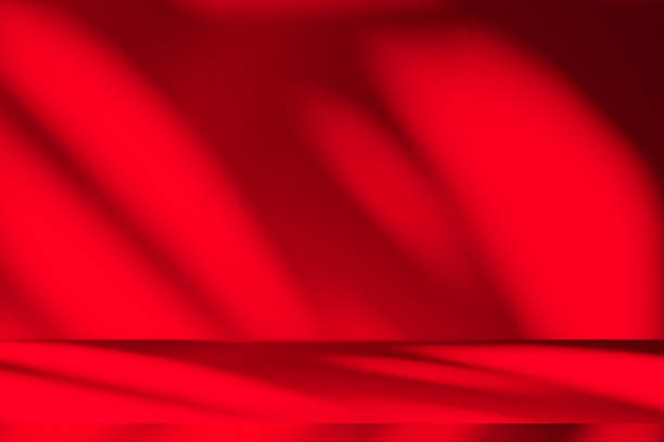 istock Wall interior background, studio and backdrops show products.with shadow from window color red . background for text insertion and presentation product 1971803094