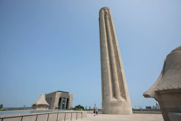 Kansas City, Missouri, USA - June 15, 2023:  Morning light shines on the historic buildings of the National WWI Museum and Memorial.
