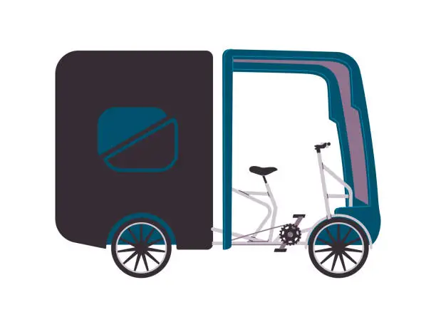 Vector illustration of cargo bike delivery transportation with wind shield for carrier equipment courier vehicle