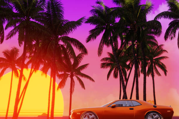 Summer Retro Car Ride On The Beach 02