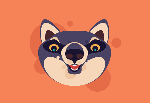 vector illustration of funny wolf head icon