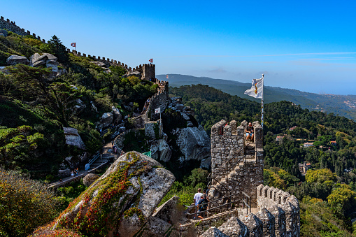 Medieval Castelo dos Mouros aka Castle of the Moors in Sintra, Portugal.