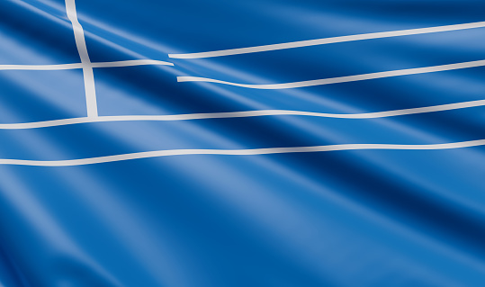 Waving Greece Flag Satin Fabric - 3D Illustration Render