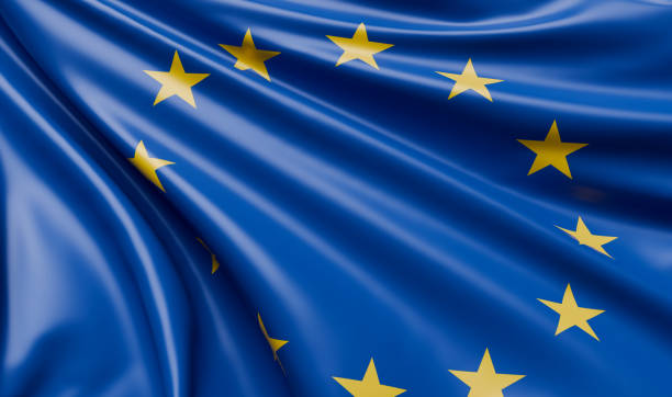 istock Waving Europe Flag Satin Fabric - 3D Illustration Render 1971979645