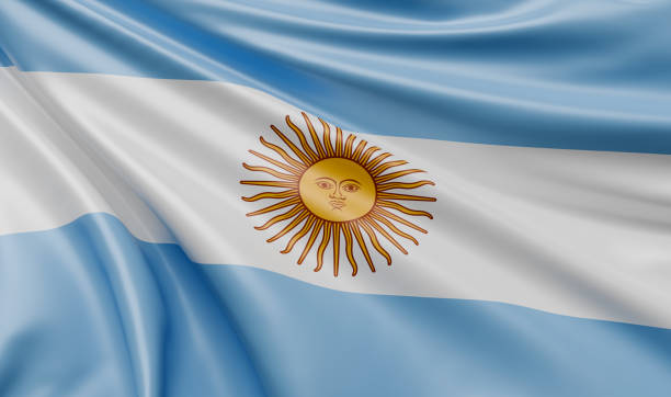 istock Waving Argentina Flag Satin Fabric - 3D Illustration Render 1971981215