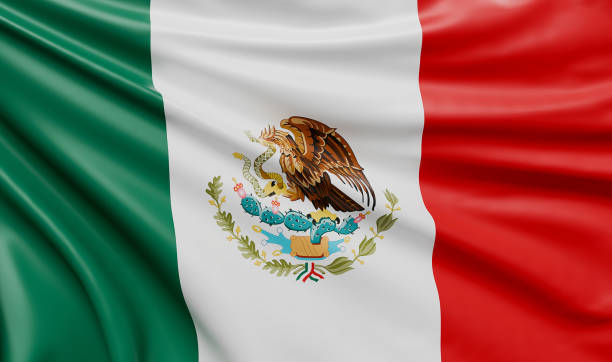 istock Waving Mexico Flag Satin Fabric - 3D Illustration Render 1971982773