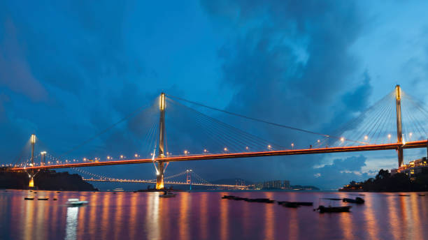 istock Night scenery of bridge in Hong Kong 1971984347