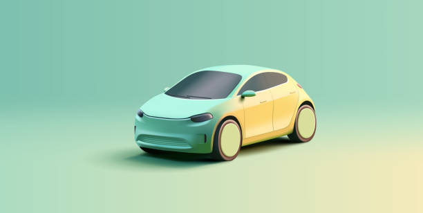 istock modern 3d render car model, simplified shapes, big wheels, new generation car, green electro energy 1972021614