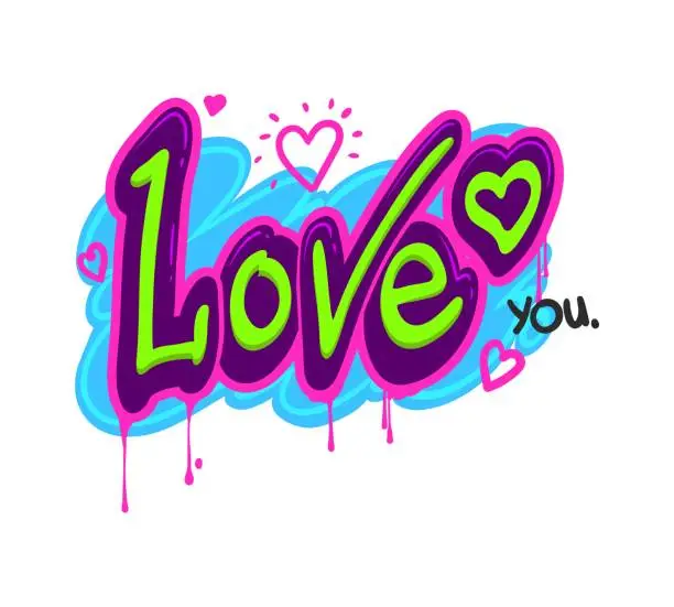 Vector illustration of Love graffiti street art, urban style wall tag