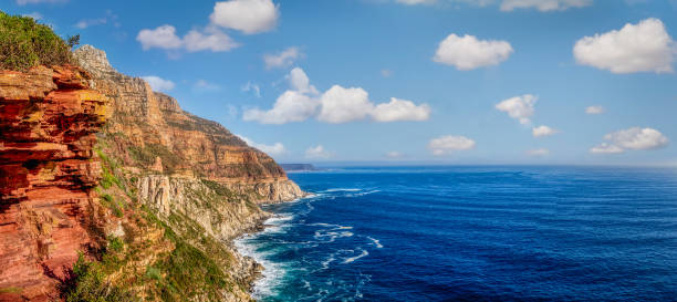 ocean view from the rock abrupt coastline high angle, cape town