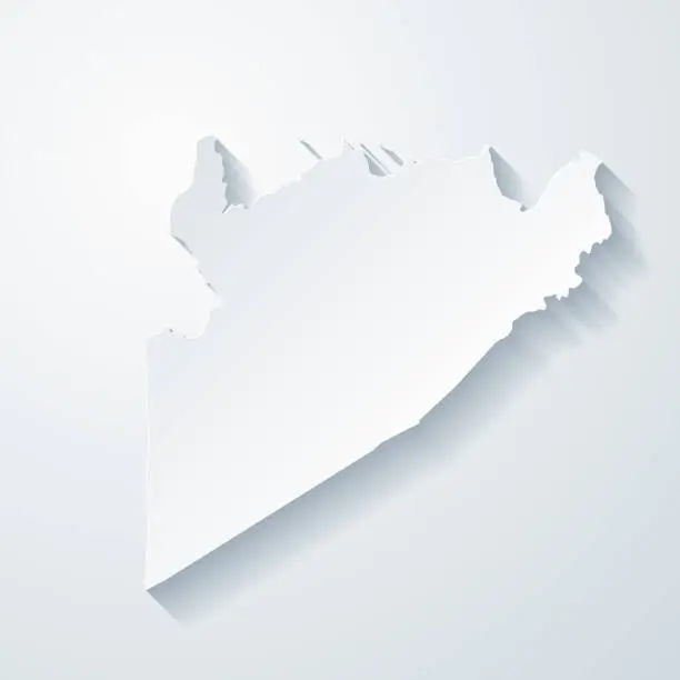 Vector illustration of Prince George County, Virginia. Map with paper cut effect on blank background