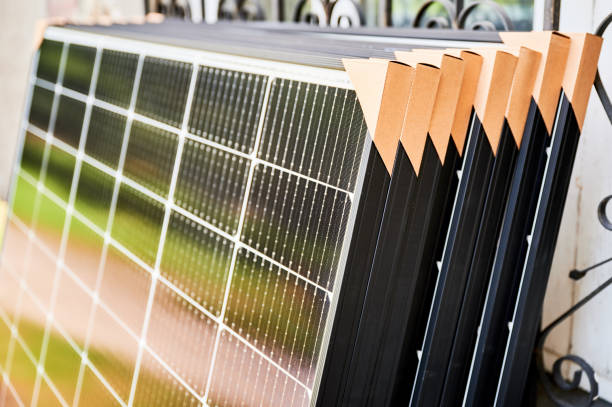 Renewable energy. Solar panels in Europe in rural areas