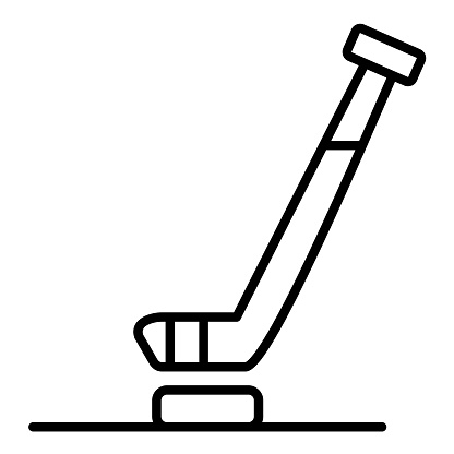 Stick and Puck icon vector image. Can be used for Hockey.