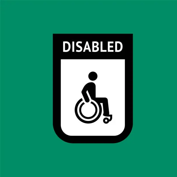Vector illustration of Disabled toilet sign, wc icon in simple style